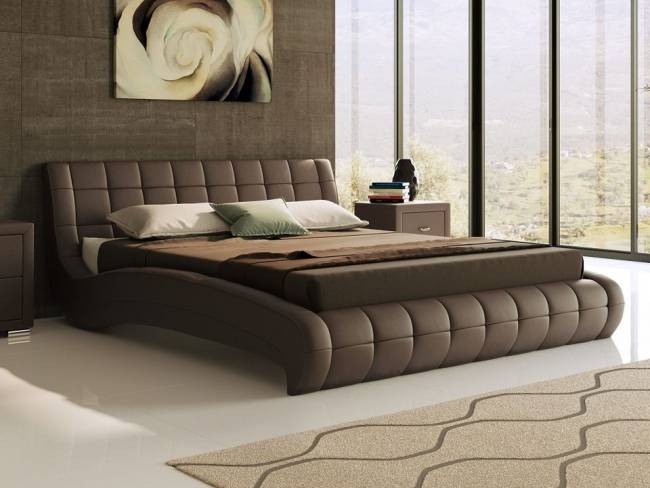 Кровать Nuvola 1, цвет: Экокожа Коричневая Кровать Nuvola 1, цвет: Экокожа Коричневая