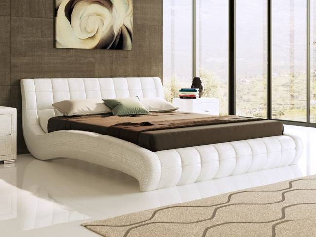 Кровать Nuvola 1, цвет: Экокожа Белая Кровать Nuvola 1, цвет: Экокожа Белая