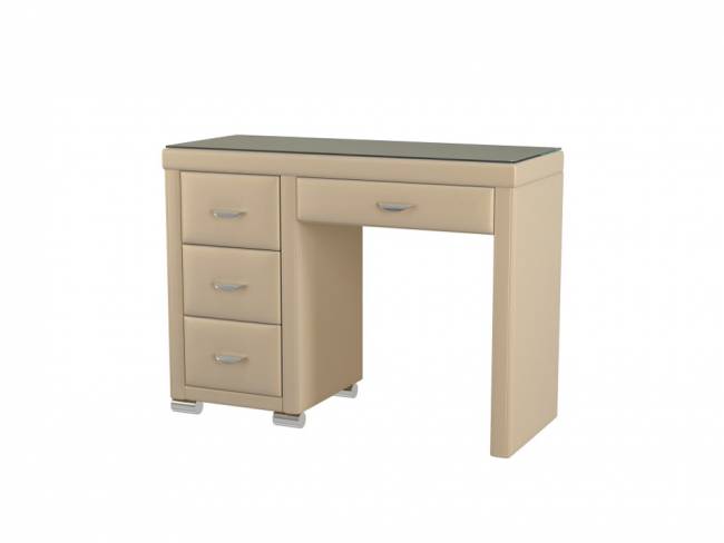 Туалетный стол OrmaSoft-2 (4 ящика) левый, цвет: Экокожа Бежевый перламутр Туалетный стол OrmaSoft-2 (4 ящика) левый, цвет: Экокожа Бежевый перламутр