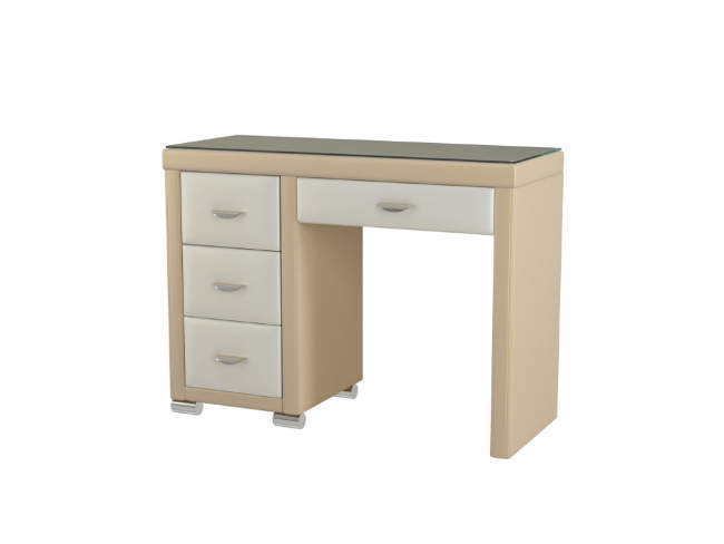 Туалетный стол OrmaSoft-2 (4 ящика) левый, цвет: Экокожа Молочный перламутр/Бежевый перламутр Туалетный стол OrmaSoft-2 (4 ящика) левый, цвет: Экокожа Молочный перламутр/Бежевый перламутр
